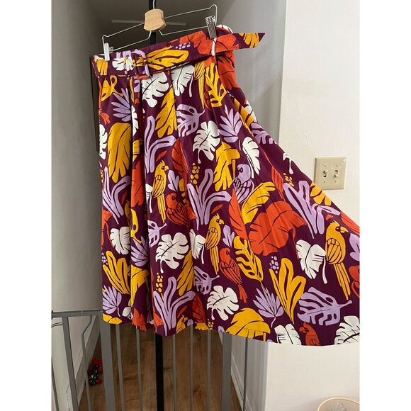 NWT Worthington Maxi Skirt Palm Leaf Parrot Purple Orange Gold Long Skirt - Picture 9 of 11